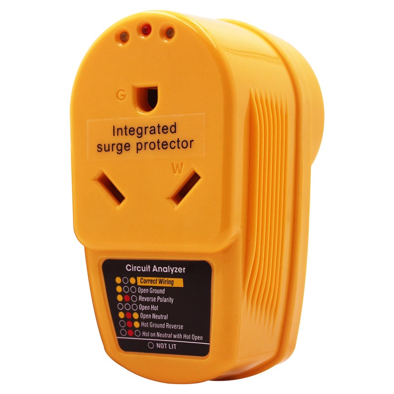 Bylot RV Surge Protector 30 Amp,55310 Adapter Circuit Analyzer with Integrated Surge Protectionï¼Œ30 Amp Male to 30 Amp Female Wiring RV Trailerï¼Œwith Indicator Lights - Image 1
